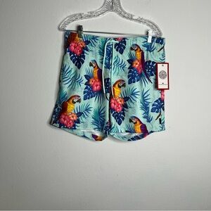 Ring of Fire Multicolor Floral Print Shorts with Red Tag
